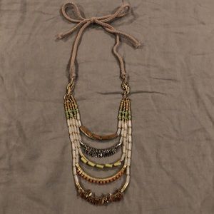Mixed Media Layered Tie Necklace